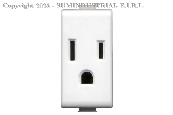 TOMACORRIENTE UL 2P+T 15A 127/250V 1MOD BLANCO - AM5028TS - TICINO