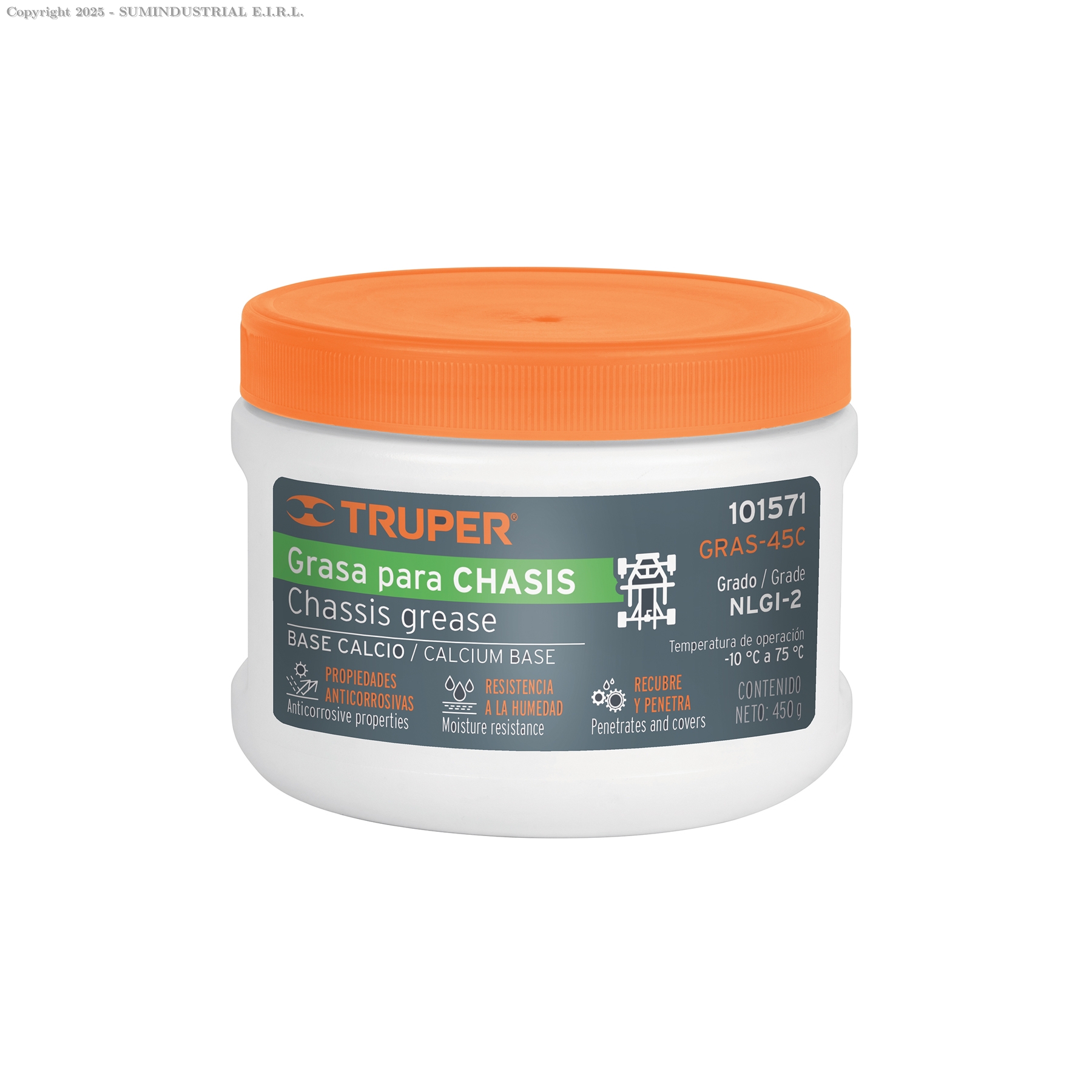 GRASA LUBRICANTE PARA CHASIS, BASE CALCIO, 450 G, TRUPER 101571