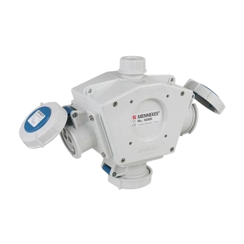 TOMACORRIENTE INDUSTRIAL TRIPLE AEREO 2X16A+T 250VAC IP67 6H AZUL [92895] - MENNEKES