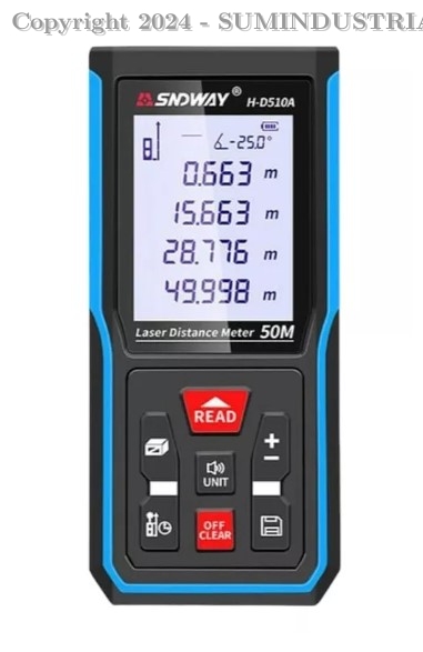 MEDIDOR DISTANCIA LÁSER WINCHA 50M SNDWAY H-D510A C/NIVEL DIGITAL