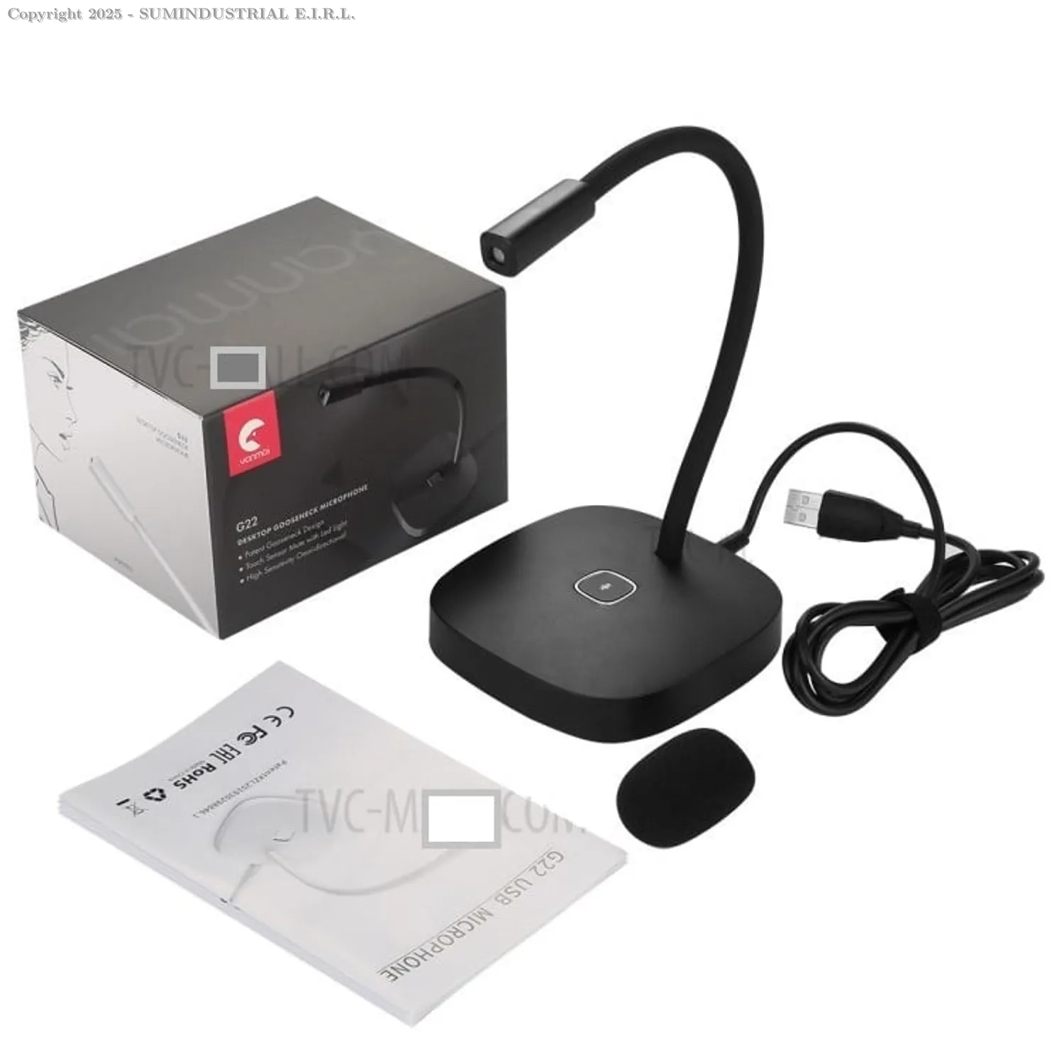 MICRÓFONO USB CON BOTÓN MUTE FLEXIBLE DE ESCRITORIO YANMAI