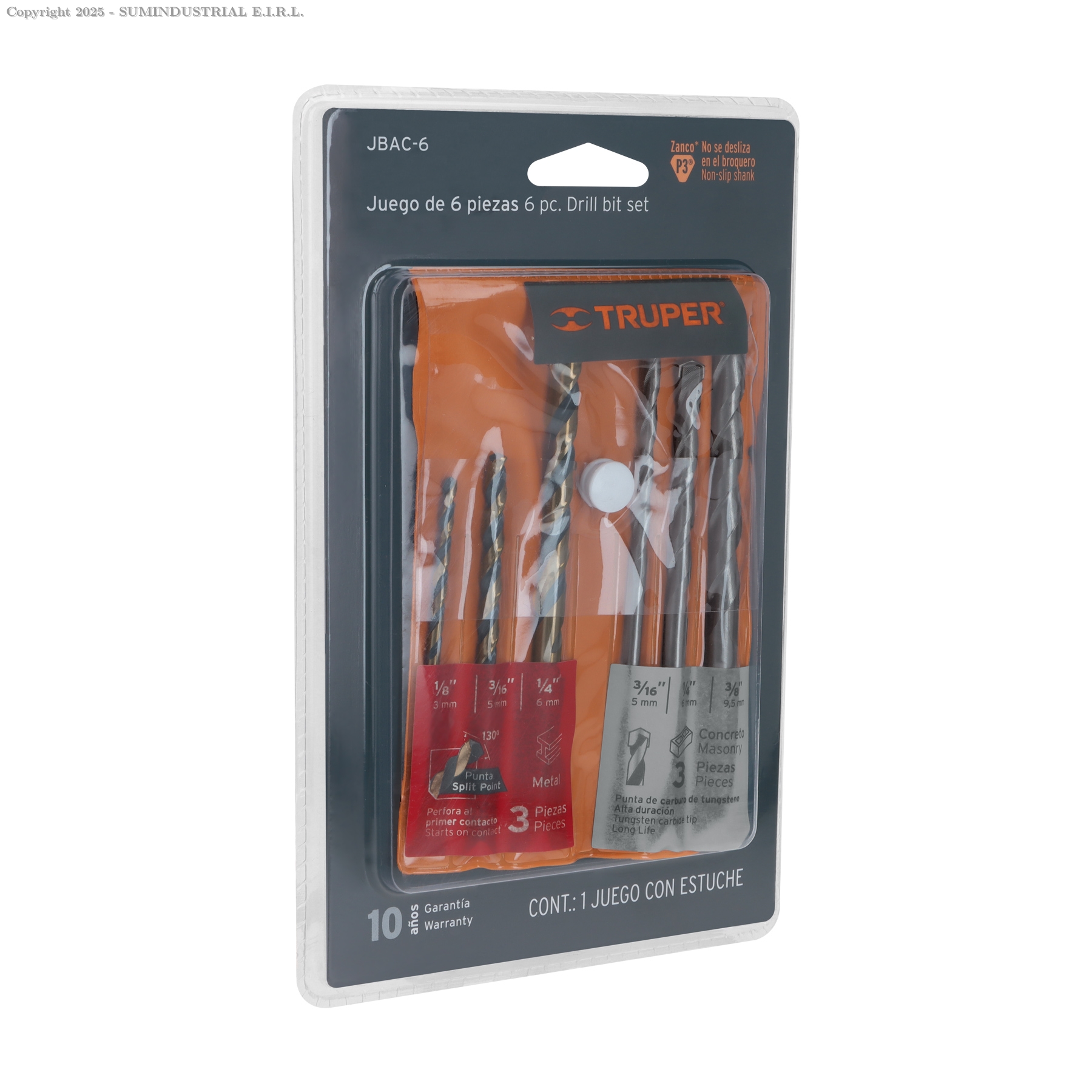 JUEGO DE 6 BROCAS PARA METAL Y CONCRETO, TRUPER 11336