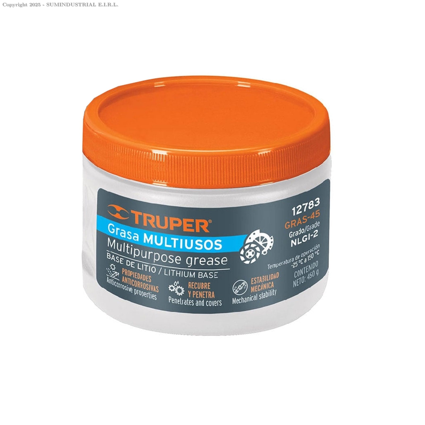GRASA LUBRICANTE MULTIUSOS, BASE LITIO, 450 G, TRUPER 12783