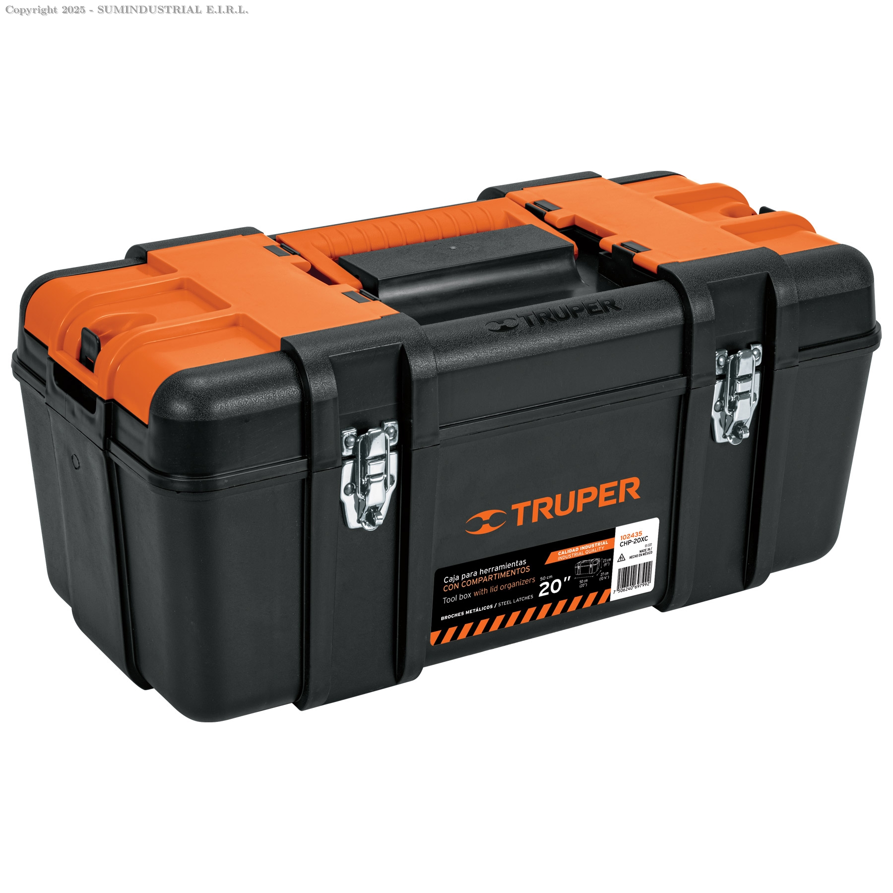 CAJA P/HERRAMIENTA CON COMPARTIMENTOS, BROCHES METÁLICOS 102435
